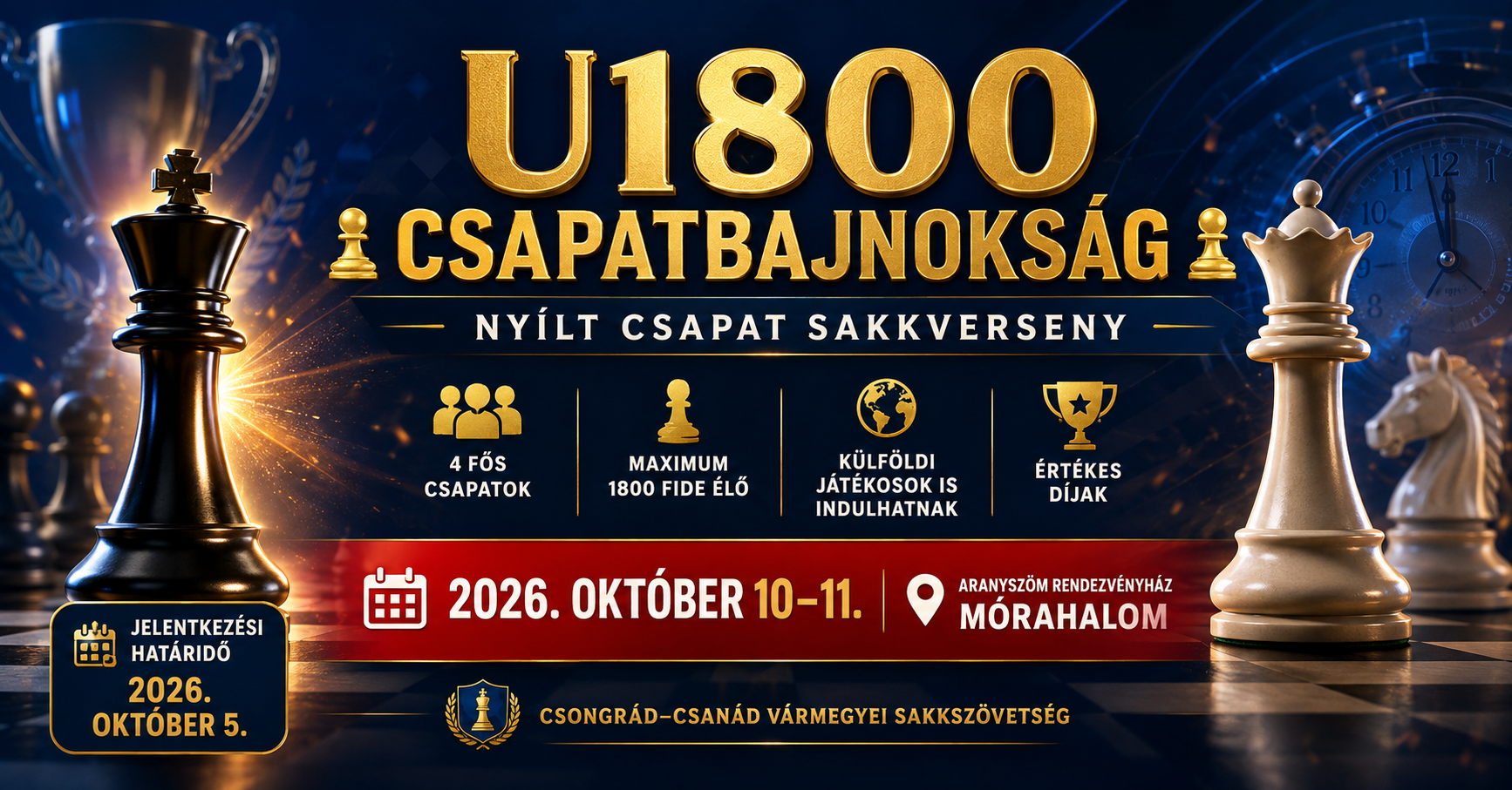 Chess news — U1800 CSAPATBAJNOKSÁG (Csongrád II. 2026. évi nyílt megyebajnoksága)