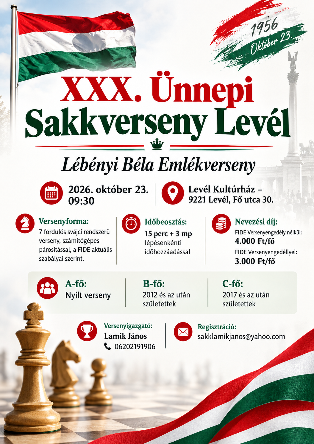 XXX. Ünnepi Sakkverseny Levél – Lébényi Béla Emlékverseny